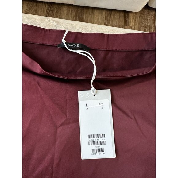 COS NWT Maroon Wine Mockneck Longsleeve Blouse Size 6 - Picture 3 of 6